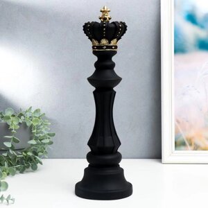 Сувенир полистоун "Шахматная фигура - Король" чёрный с золотом 40,5х13х13 см