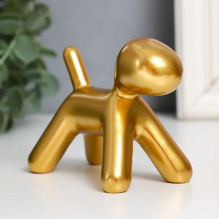 Сувенир полистоун "Собака" золото 10х7,8х5,4 см от компании Интернет-гипермаркет «MOLL» - фото 1