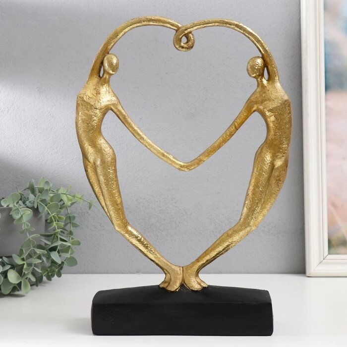 Сувенир полистоун "Влюблённые в сплетении сердца" золото 37х25х7 см от компании Интернет-гипермаркет «MOLL» - фото 1