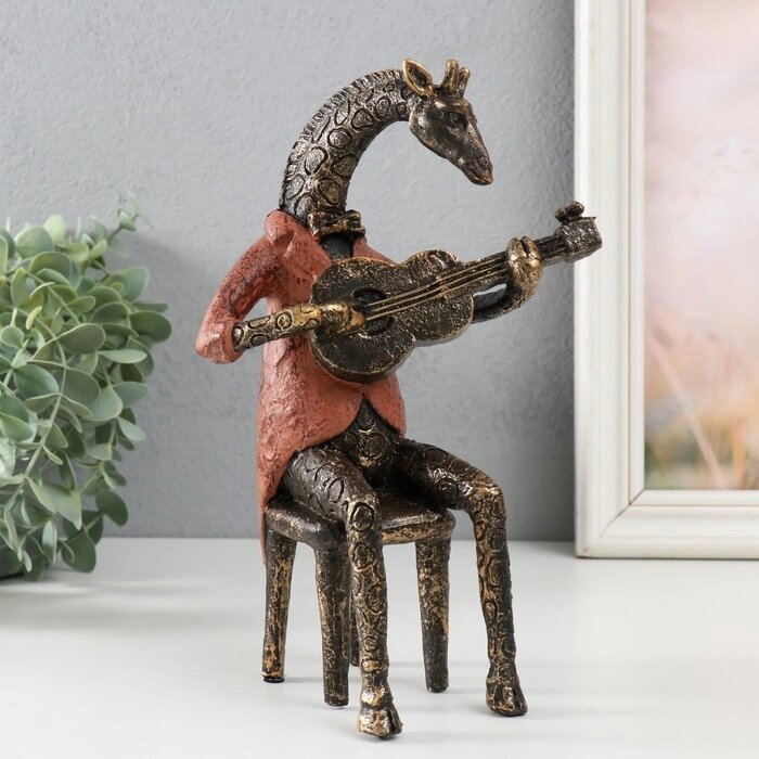 Сувенир полистоун "Жираф с гитарой" под металл 23,6х9,7х13,5 см от компании Интернет-гипермаркет «MOLL» - фото 1
