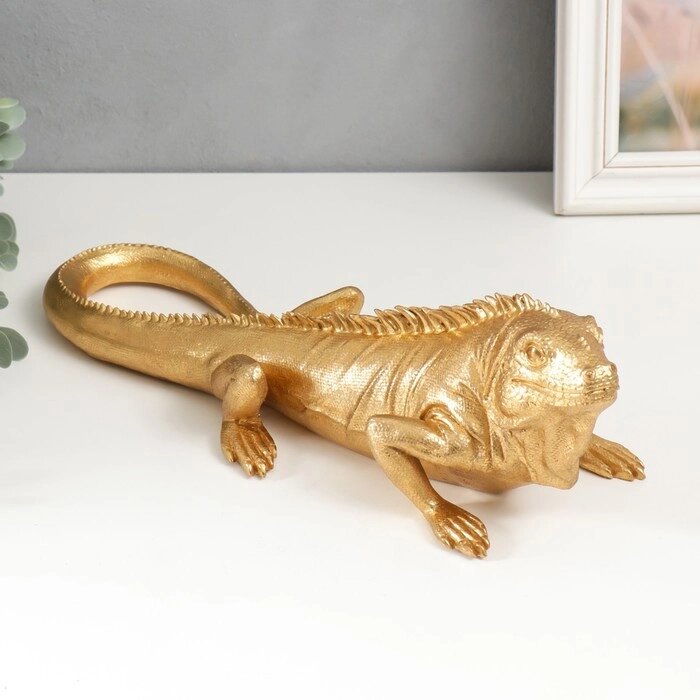 Сувенир полистоун "Золотая игуана" 11х11,5х36 см от компании Интернет-гипермаркет «MOLL» - фото 1