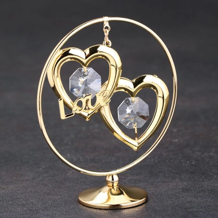 Сувенир "Сердца в кольце", с кристаллами от компании Интернет-гипермаркет «MOLL» - фото 1