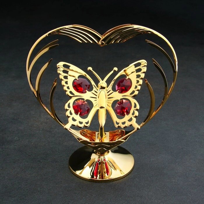 Сувенир "Сердце с бабочкой", с кристаллами от компании Интернет-гипермаркет «MOLL» - фото 1