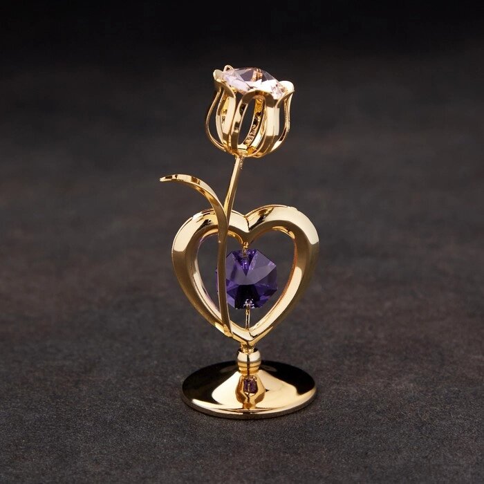 Сувенир "Тюльпан с сердцем", с кристаллами от компании Интернет-гипермаркет «MOLL» - фото 1