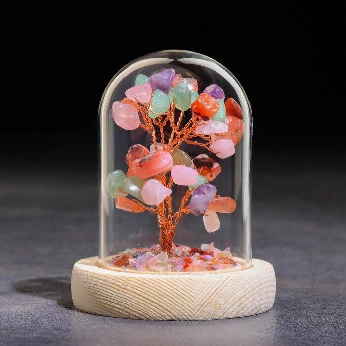 Сувенир в куполе "Дерево Жизни. Самоцветы", натуральный камень, 10 х 7 см от компании Интернет-гипермаркет «MOLL» - фото 1
