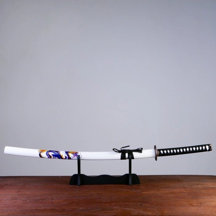 Сувенирное оружие "Катана на подставке", белые ножны с синим драконом, 103см от компании Интернет-гипермаркет «MOLL» - фото 1