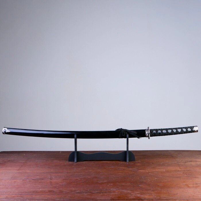 Сувенирное оружие "Катана на подставке", чёрные ножны с разводами, 100 см от компании Интернет-гипермаркет «MOLL» - фото 1