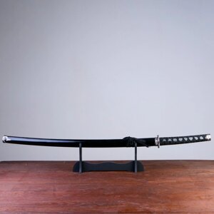 Сувенирное оружие "Катана на подставке", чёрные ножны с разводами, 100 см