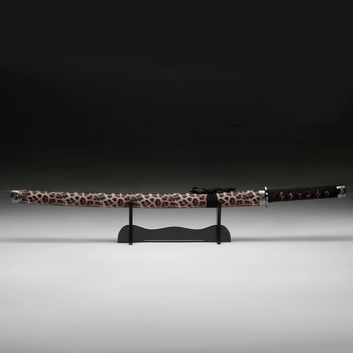 Сувенирное оружие "Катана на подставке", коричневые ножны под леопарда, 89см от компании Интернет-гипермаркет «MOLL» - фото 1