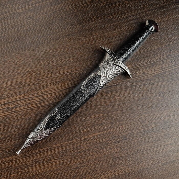 Сувенирный меч "Жало", лезвие с изгибом на ножнах витые узоры, чёрный/серебро, 28см от компании Интернет-гипермаркет «MOLL» - фото 1