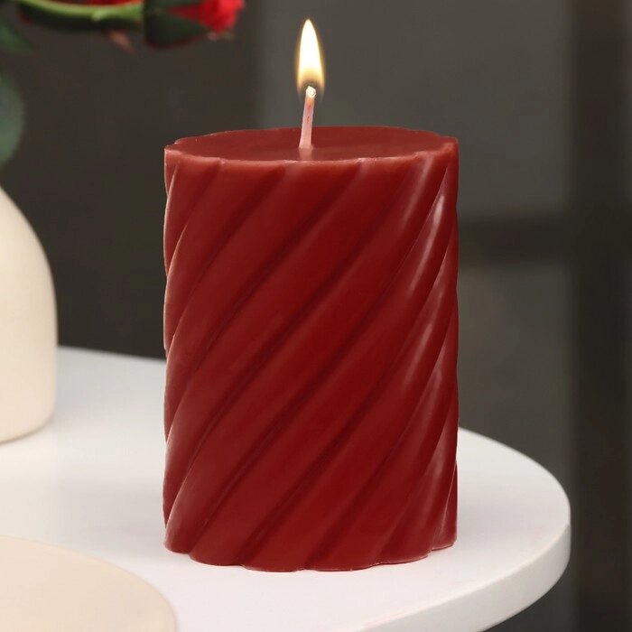Свеча-цилиндр ароматическая витая "Вишня", 7,5х10 см от компании Интернет-гипермаркет «MOLL» - фото 1