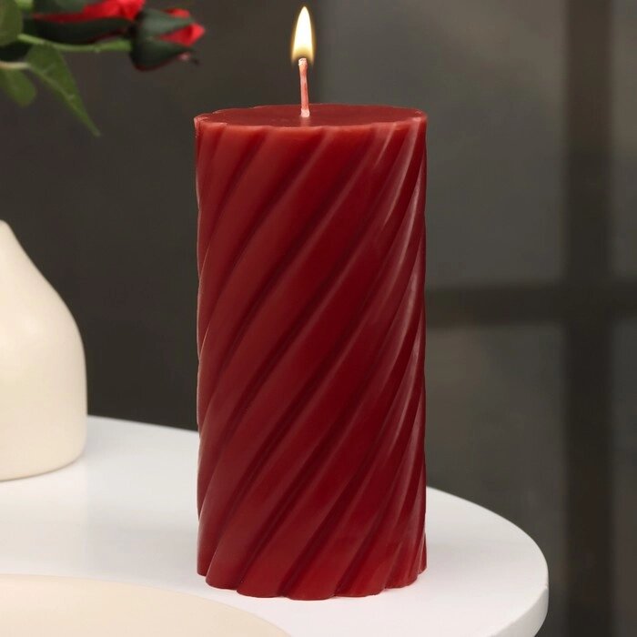 Свеча-цилиндр ароматическая витая "Вишня", 7,5х15 см от компании Интернет-гипермаркет «MOLL» - фото 1