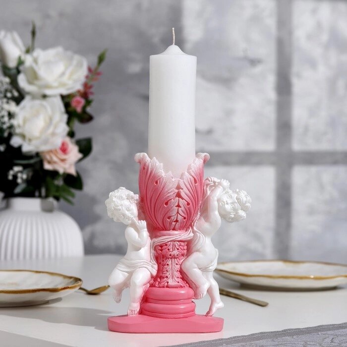 Свеча Два Ангела (розовый) Время горения 48 часов от компании Интернет-гипермаркет «MOLL» - фото 1