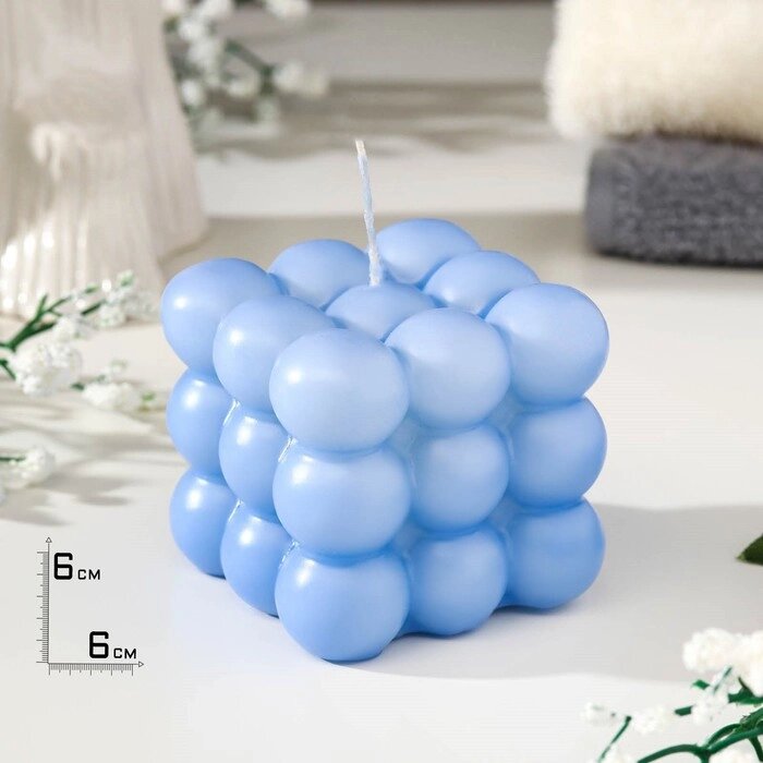 Свеча фигурная "Бабл куб", 6 см, голубая от компании Интернет-гипермаркет «MOLL» - фото 1