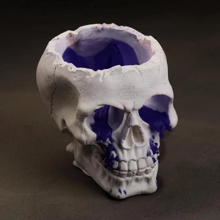 Свеча фигурная в бетоне "Плачущий череп", фиолетовый от компании Интернет-гипермаркет «MOLL» - фото 1