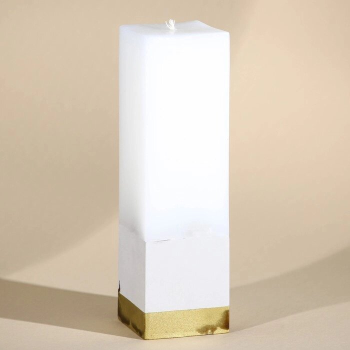 Свеча интерьерная белая с бетоном, низ золото, 5 х 5 х18 см от компании Интернет-гипермаркет «MOLL» - фото 1
