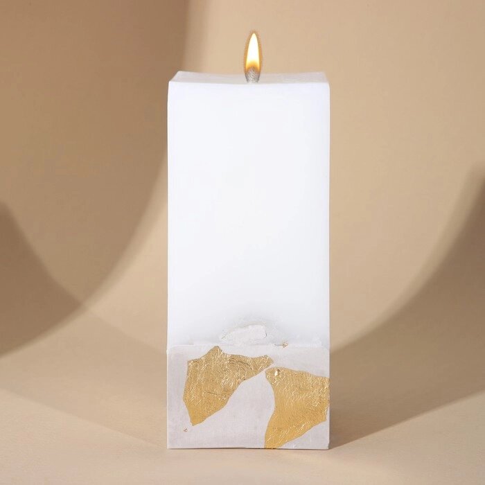 Свеча интерьерная белая с бетоном (поталь), 6 х 6 х 14 см от компании Интернет-гипермаркет «MOLL» - фото 1