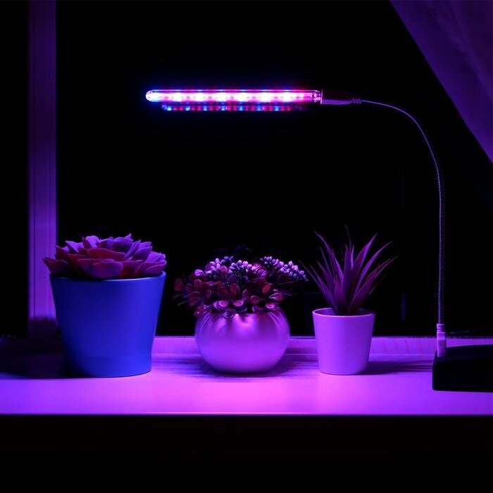 Светильник мини, для растений, от USB, 3 Вт, в комплекте переходник на гибкой ножке от компании Интернет-гипермаркет «MOLL» - фото 1