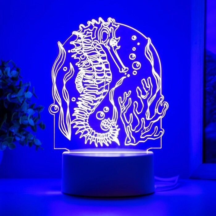 Светильник "Морской конёк" LED белый 11,5х9,5х14 см от компании Интернет-гипермаркет «MOLL» - фото 1