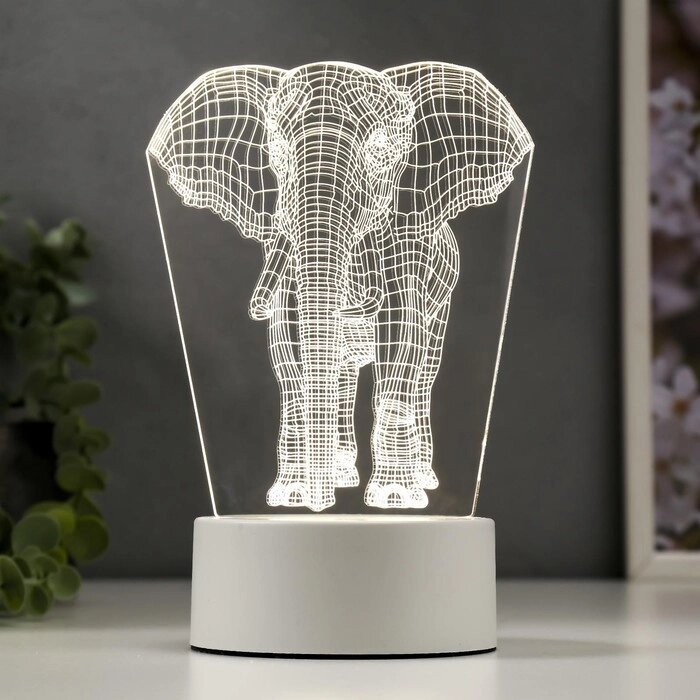 Светильник "Слон" LED белый от сети 9,5х12,5х19см от компании Интернет-гипермаркет «MOLL» - фото 1