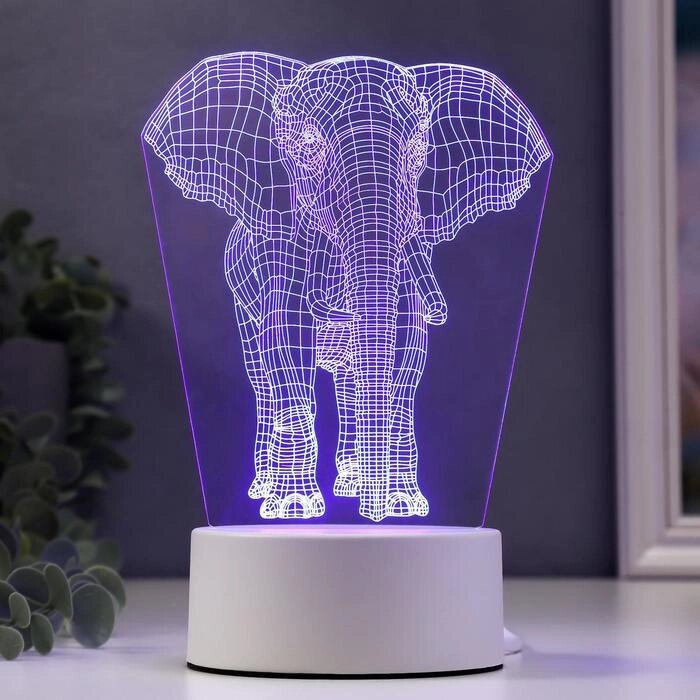 Светильник "Слон" LED RGB от сети 9,5х12,5х19см от компании Интернет-гипермаркет «MOLL» - фото 1