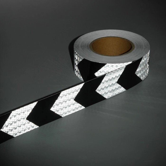Светоотражающая лента, самоклеящаяся, бело-черная, 5 см х 25 м от компании Интернет-гипермаркет «MOLL» - фото 1
