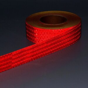 Светоотражающая лента, самоклеящаяся, красная, 5 см х 25 м
