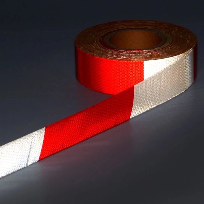 Светоотражающая лента, самоклеящаяся, красно-белая, 5 см х 45 м от компании Интернет-гипермаркет «MOLL» - фото 1