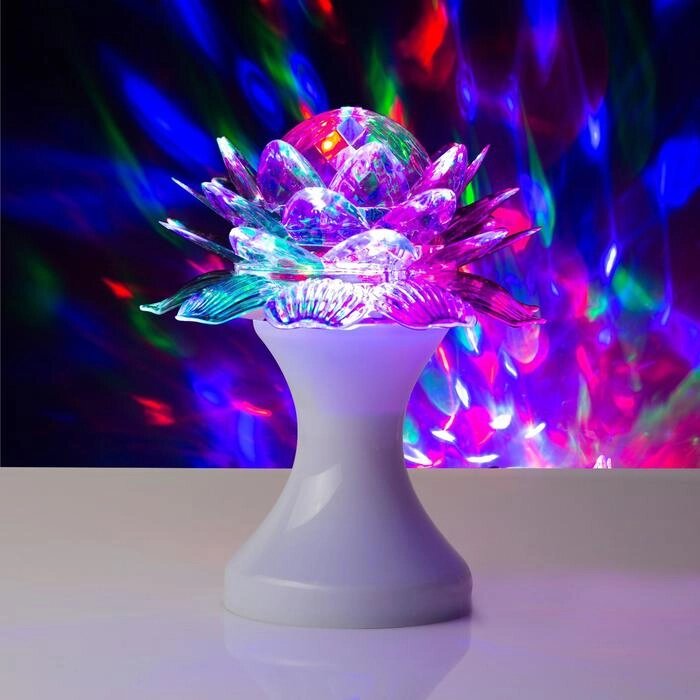 Световой прибор хрустальный шар "Цветок" d=12.5 см, 220V, БЕЛЫЙ (RGB) от компании Интернет-гипермаркет «MOLL» - фото 1