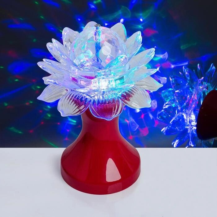 Световой прибор хрустальный шар "Цветок" диаметр 12,5 см, 220 В, КРАСНЫЙ от компании Интернет-гипермаркет «MOLL» - фото 1