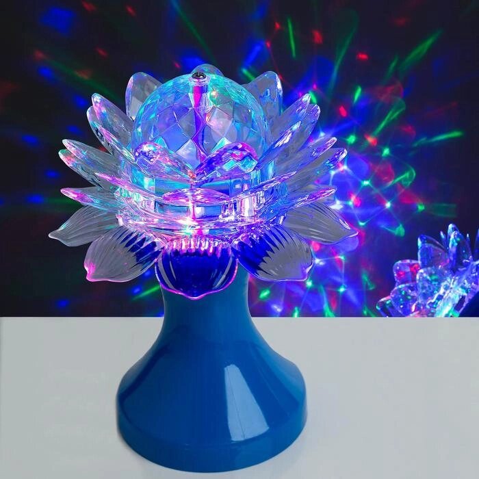 Световой прибор хрустальный шар "Цветок" диаметр 12,5 см, 220 В, СИНИЙ от компании Интернет-гипермаркет «MOLL» - фото 1