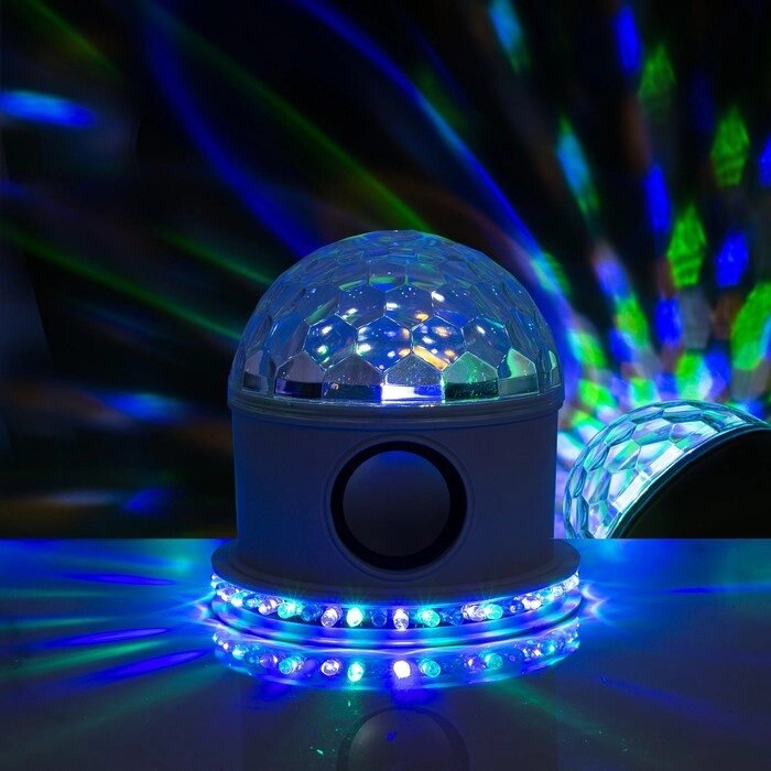 Световой прибор "Хрустальный шар", LED-54-220V, 1 динамик, Bluetooth, БЕЛЫЙ от компании Интернет-гипермаркет «MOLL» - фото 1
