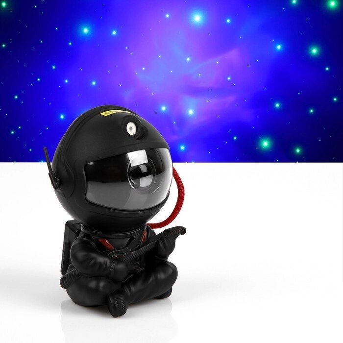Световой прибор "Космонавт с гитарой" черный, 13 см, лазер/проектор, USB, RGB от компании Интернет-гипермаркет «MOLL» - фото 1