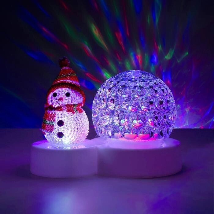 Световой прибор "Снеговичок с ледяным прозр. шаром", d=9.5 см, Мульти от компании Интернет-гипермаркет «MOLL» - фото 1