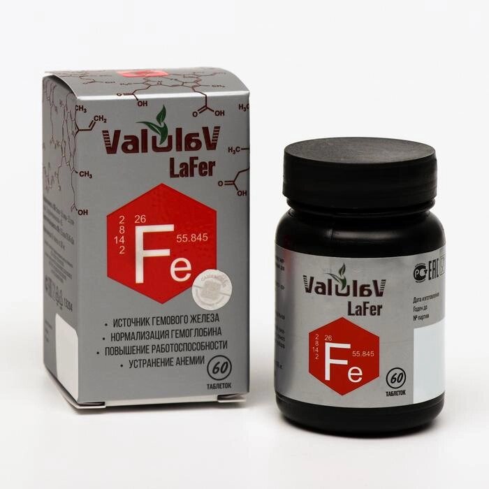 Таблетки ValulaV LaFer, нормализация гемоглобина, 60 шт. от компании Интернет-гипермаркет «MOLL» - фото 1