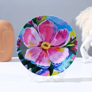 Тарелка декоративная "Арт цветы", настенная, D = 17,5 см