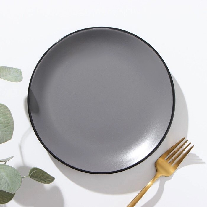 Тарелка десертная Доляна "Ваниль", d=19 см, цвет серый от компании Интернет-гипермаркет «MOLL» - фото 1