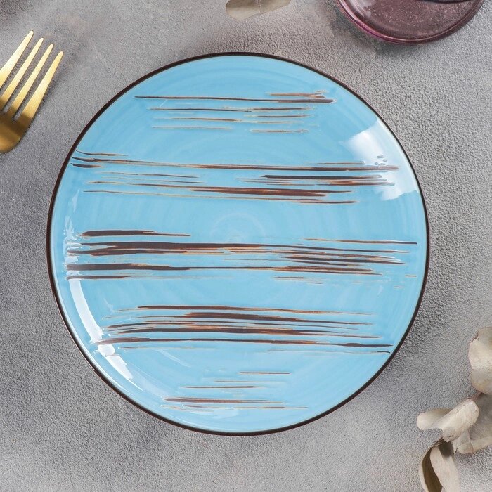 Тарелка десертная Scratch, d=17,5 см, цвет голубой от компании Интернет-гипермаркет «MOLL» - фото 1