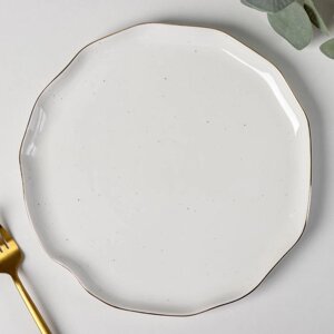Тарелка обеденная Доляна "Млечный путь", d=25 см, цвет белый в крапинку