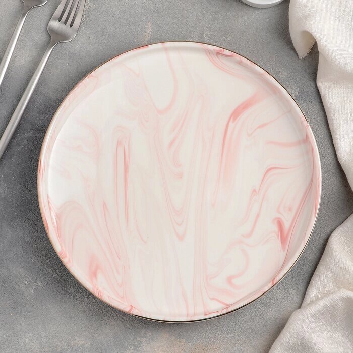 Тарелка обеденная "Мрамор", 25 см, цвет розовый от компании Интернет-гипермаркет «MOLL» - фото 1