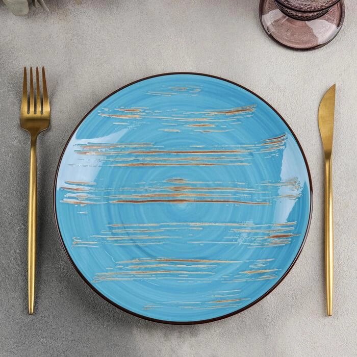 Тарелка обеденная Wilmax Scratch, d=22,5 см, цвет голубой от компании Интернет-гипермаркет «MOLL» - фото 1