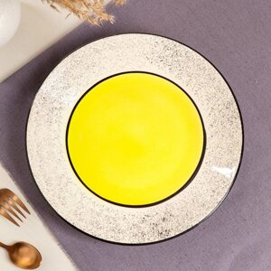 Тарелка "Персия", плоская, керамика, желтая, 25 см, Иран