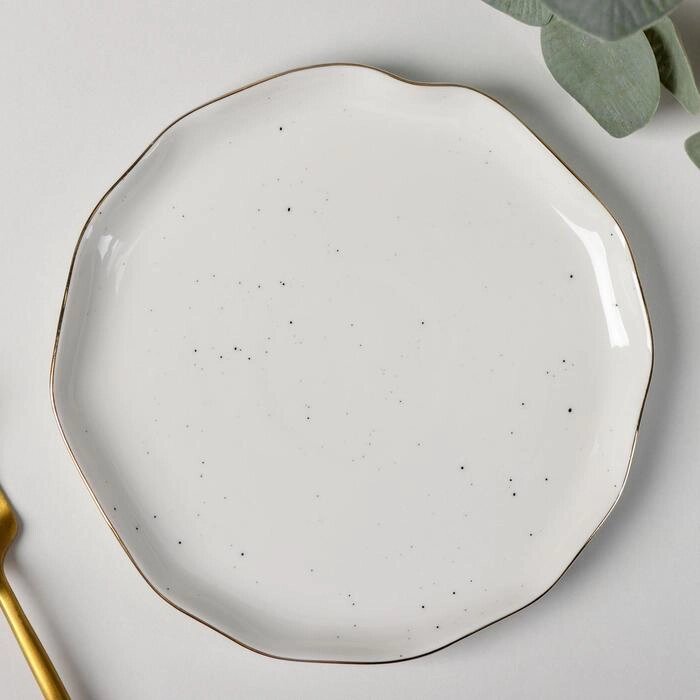 Тарелка пирожковая Доляна "Млечный путь", d=19 см, цвет цвет белый в крапинку от компании Интернет-гипермаркет «MOLL» - фото 1