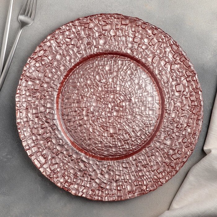 Тарелка подстановочная Magistro "Кринкл", d=33 см, цвет бронзовый от компании Интернет-гипермаркет «MOLL» - фото 1