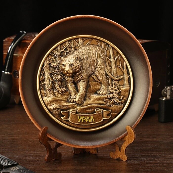 Тарелка сувенирная "Тигр", керамика, гипс, d=16 см от компании Интернет-гипермаркет «MOLL» - фото 1