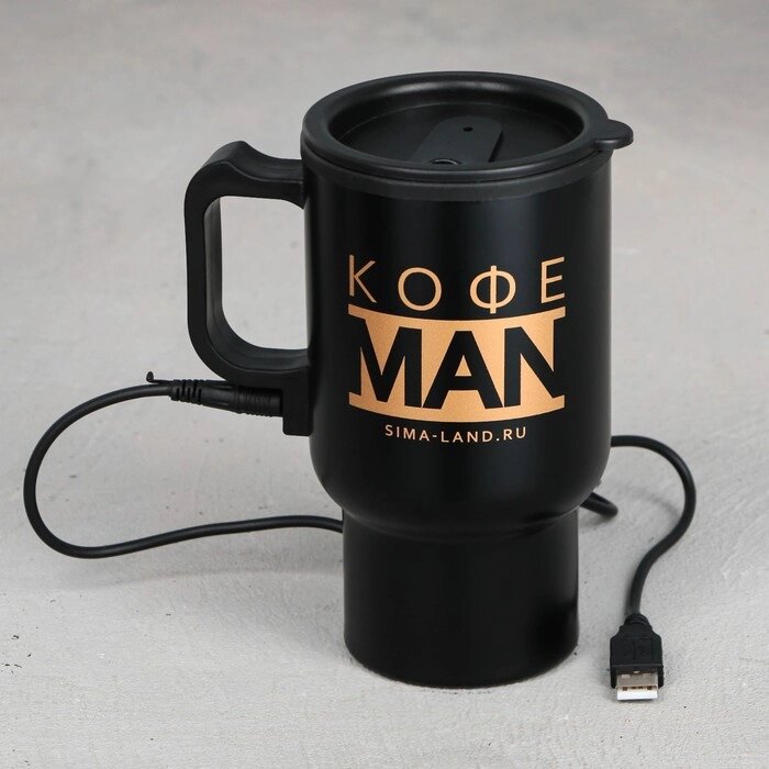Термокружка с USB "Кофе man", 450 мл от компании Интернет-гипермаркет «MOLL» - фото 1