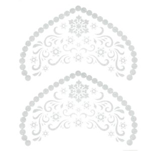 Термонаклейка "Снежинки с завитками", белая с серебром, набор 6 шт.