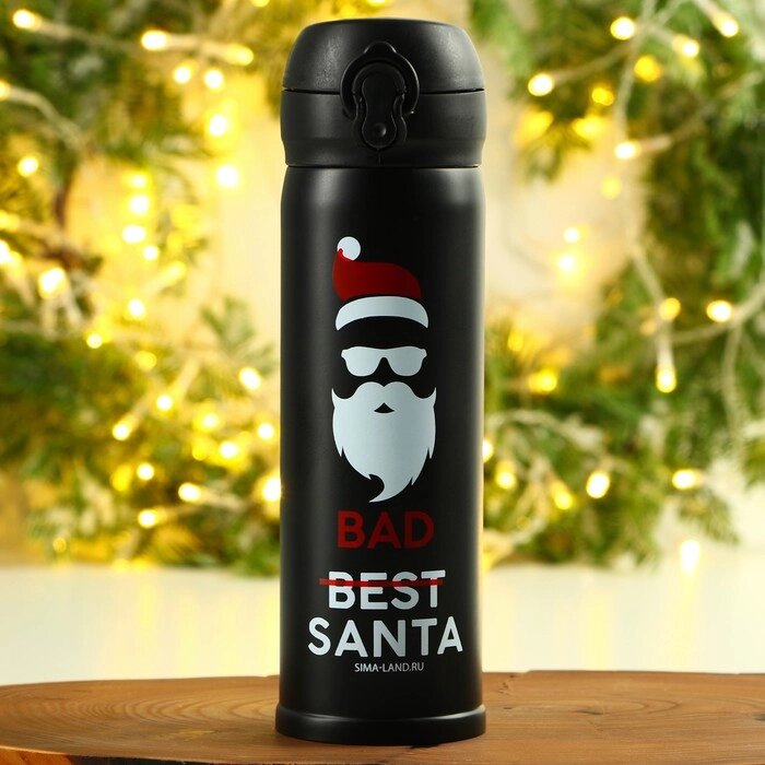 Термос "Bad santa"черный,  500 мл от компании Интернет-гипермаркет «MOLL» - фото 1
