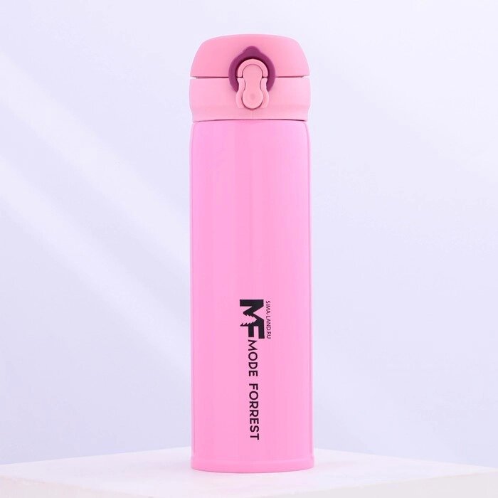 Термос с кнопкой "Mode Forrest", 450 мл, розовый от компании Интернет-гипермаркет «MOLL» - фото 1