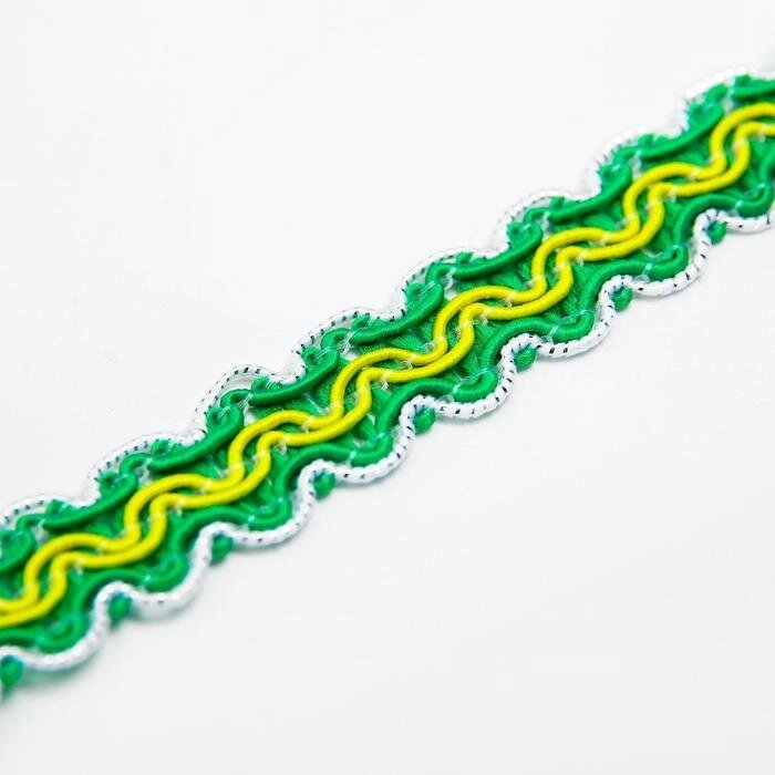 Тесьма бело-зелёно-желтая, ширина 1,2 см, в упаковке 50 м от компании Интернет-гипермаркет «MOLL» - фото 1